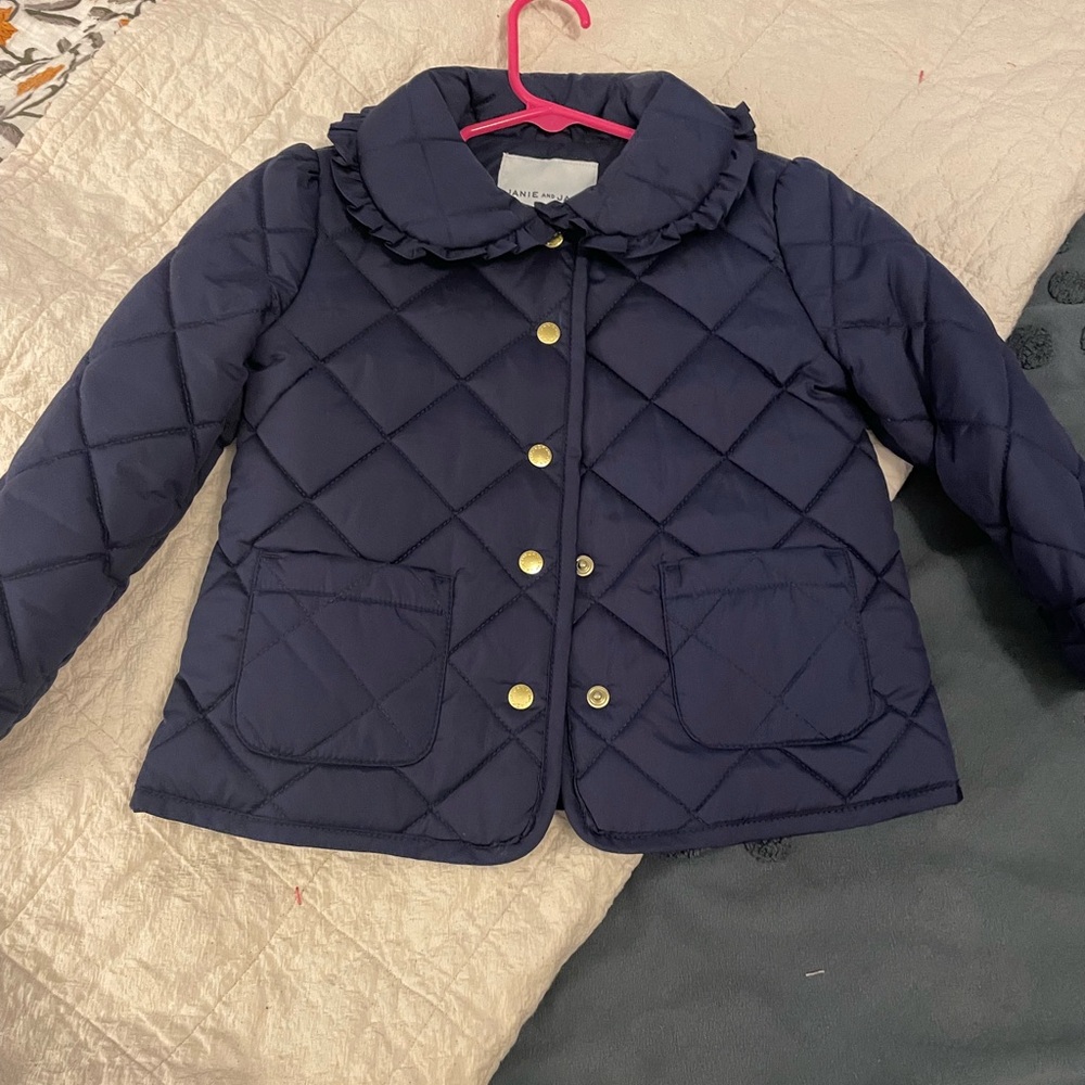 Janie & Jack Navy Quilted Kids Jacket with Gold Buttons